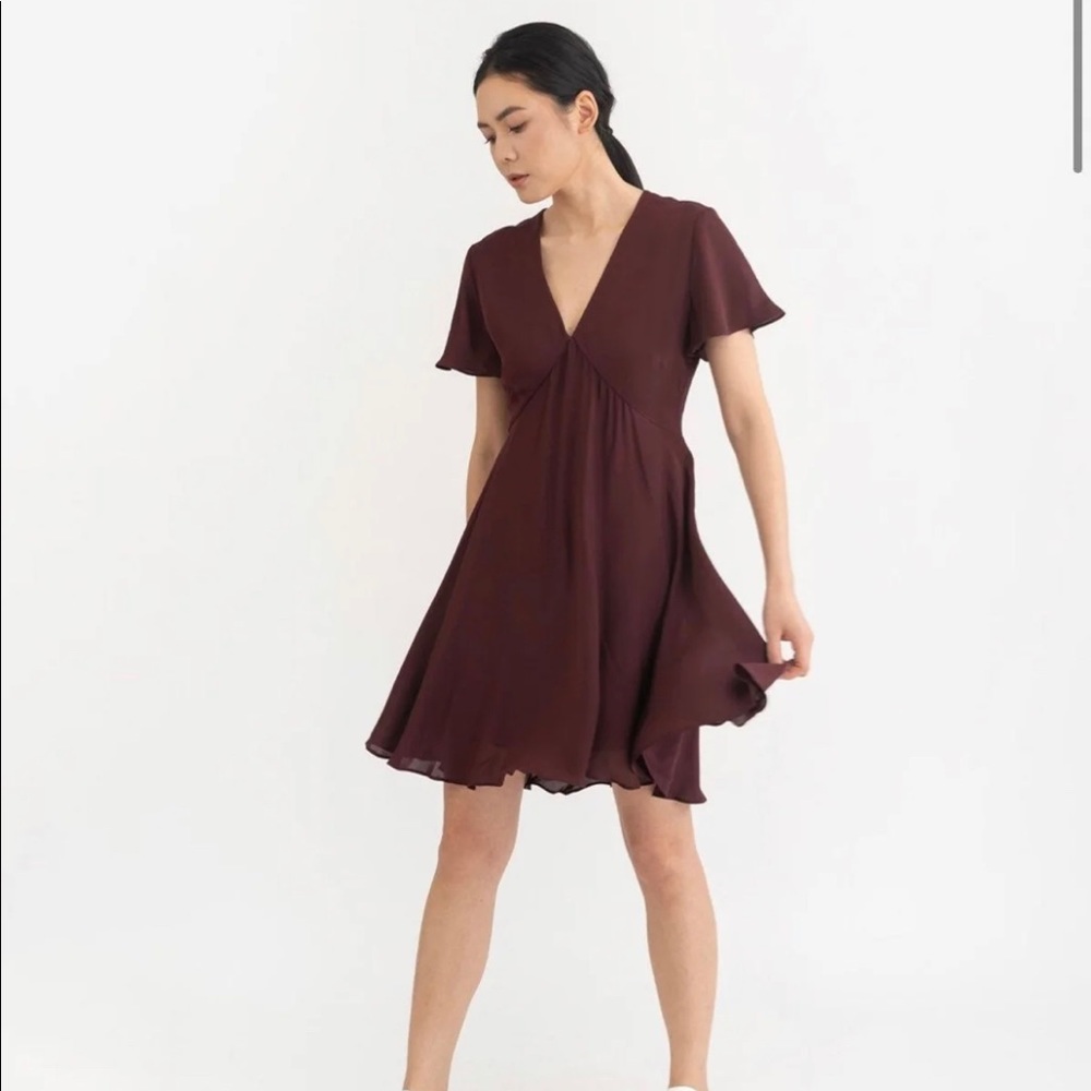 Grana silk dress burgundy color brand new